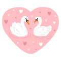 cute cartoon swan couple Royalty Free Stock Photo