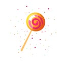 Cute cartoon sweet lollipop icon. Cute colored cartoon lolly icon round form isolated on white background. Sweet caramel Royalty Free Stock Photo