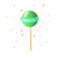Cute cartoon sweet lollipop icon. Cute colored cartoon lolly icon round form isolated on white background. Sweet caramel Royalty Free Stock Photo