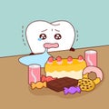 Cute cartoon teeth is crying