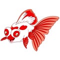 Cute cartoon telescope goldfish