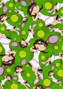 Cute Cartoon Tennis Girl Pattern