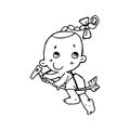 Cute cartoon Thai traditional vector illustration on white background.