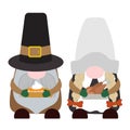 Cute cartoon Thanksgiving pilgrims gnomes illustration