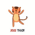 Cute cartoon tiger, Asian zodiac sign, isolated