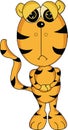 Cute Cartoon tiger with funny sad expression