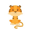Cute cartoon tiger vector illustration isolated on white background. Royalty Free Stock Photo