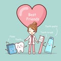 Cute cartoon tooth best friends Royalty Free Stock Photo