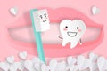 Cute cartoon tooth and brush Royalty Free Stock Photo
