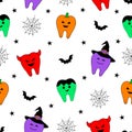 Cute cartoon tooth character design seamless pattern. Royalty Free Stock Photo