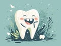 Cute cartoon tooth character. illustration of a tooth character. Generative AI Royalty Free Stock Photo