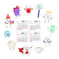 Cute cartoon tooth character set on circle shape.