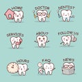 Cute cartoon tooth set Royalty Free Stock Photo