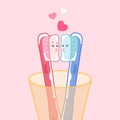 Cute cartoon toothbrush with love