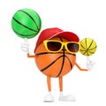 Cute Cartoon Toy Basketball Ball Sports Mascot Person Character Spining Colourful Basketball Balls. 3d Rendering
