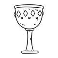 Cute cartoon treasure chalice doodle image. Goblet logo. Media highlights graphic symbol Royalty Free Stock Photo