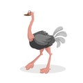 Cute cartoon trendy design cheerful ostrich with closed