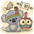 Cute Cartoon tribal Koala and owl