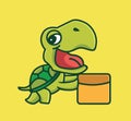 cute cartoon turtle delivery as courier package box. cartoon animal job concept Isolated illustration. Flat Style suitable for