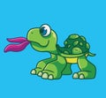 cute cartoon turtle eating leaf. isolated cartoon animal illustration vector Royalty Free Stock Photo