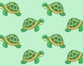 Cute cartoon turtle. Sea pattern. Isolated background. Vector illustration Royalty Free Stock Photo