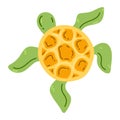 Cute cartoon turtle. View from above. Cartoon flat