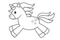 Cute cartoon unicorn. Black and white vector illustration for coloring book