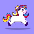 Cute cartoon Unicorn. Flat vector illustration. Cartoon style. Colorful unicorn. Royalty Free Stock Photo