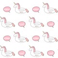 Cute cartoon unicorn float seamless vector pattern background illustration