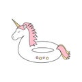 Cute cartoon unicorn float vector illustration isolated on white background