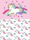 cute cartoon unicorn t shirt print vector art