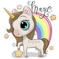 Cute Unicorn and a rainbow isolated on a white background