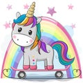 Cute Cartoon Unicorn with skateboard Royalty Free Stock Photo