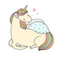 Cute cartoon unicorn with wings.