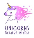 Cute cartoon unicorn for Your magic design