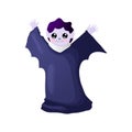 Cute cartoon vampire character Ã¢â¬â symbol of halloween. Vector illustration of cute count vampire in dark cloak. Royalty Free Stock Photo