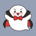 Cute Cartoon Vampire Ghost with Cape and Bow Tie Halloween Royalty Free Stock Photo