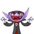 Cute cartoon vampire with red eyes. Vector illustration of dracula.