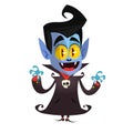 Cute cartoon vampire smiling. Vector illustration clipart.