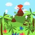 Cute Cartoon Vector Background of Desert, Jungle Or Ancient Landscape