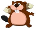 Cute cartoon vector beaver with log