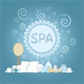 Spa blue composition dark blue background