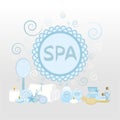 Spa blue composition concept for beuty salon