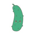 Cute cartoon vector cucumber isolated on white background