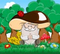 Cute cartoon vector fairytale oldman-mushroom