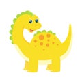 Cute cartoon vector green childish yellow dinosaur