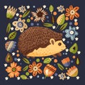 Cute cartoon vector hedgehog.