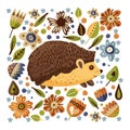 Cute cartoon vector hedgehog.