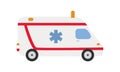 Cute cartoon vector illustration of an ambulance