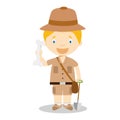 Cute cartoon vector illustration of an archaeologist